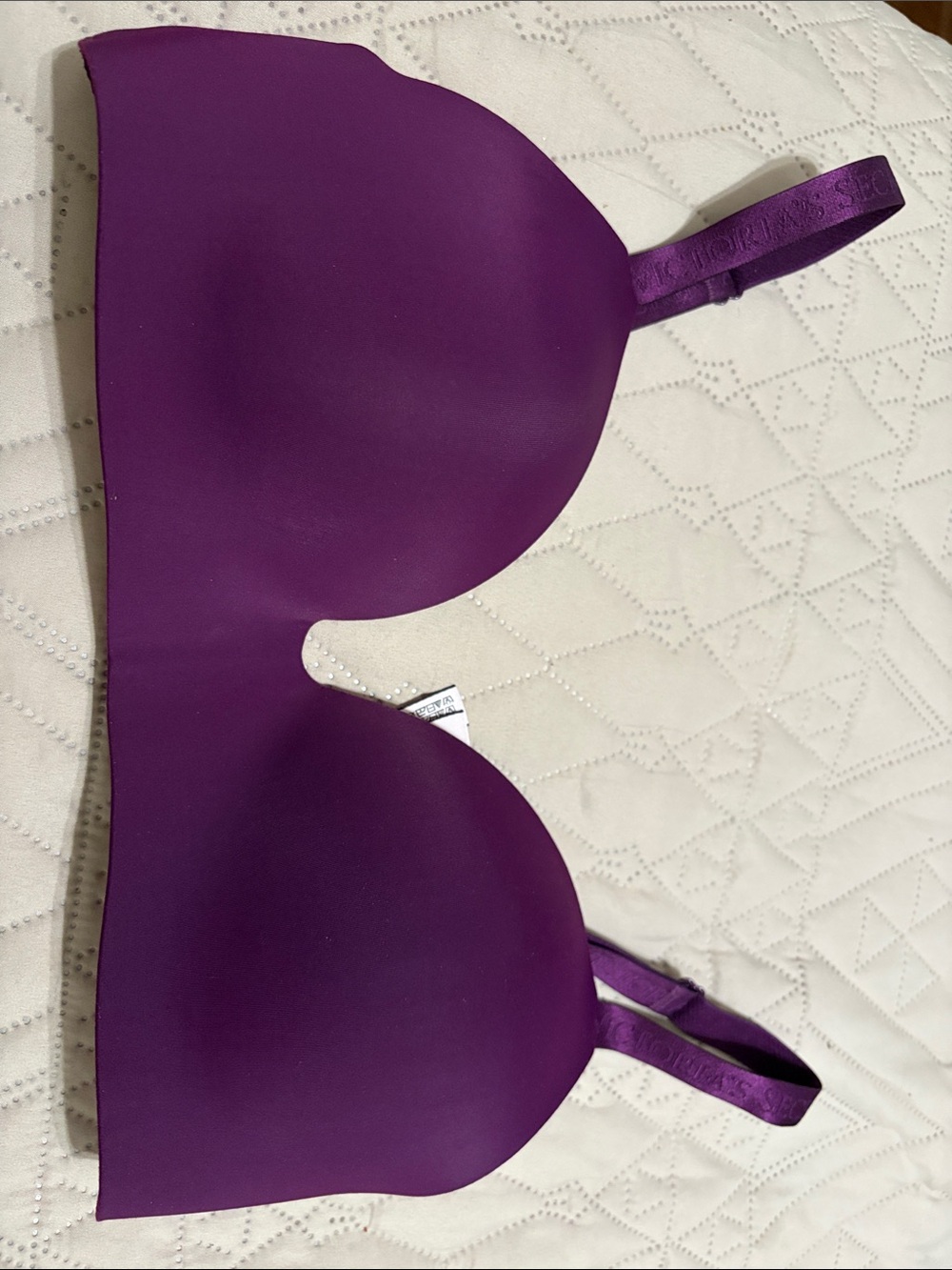 Wireless T-Shirt Bra in Light Pink with Purple Trim